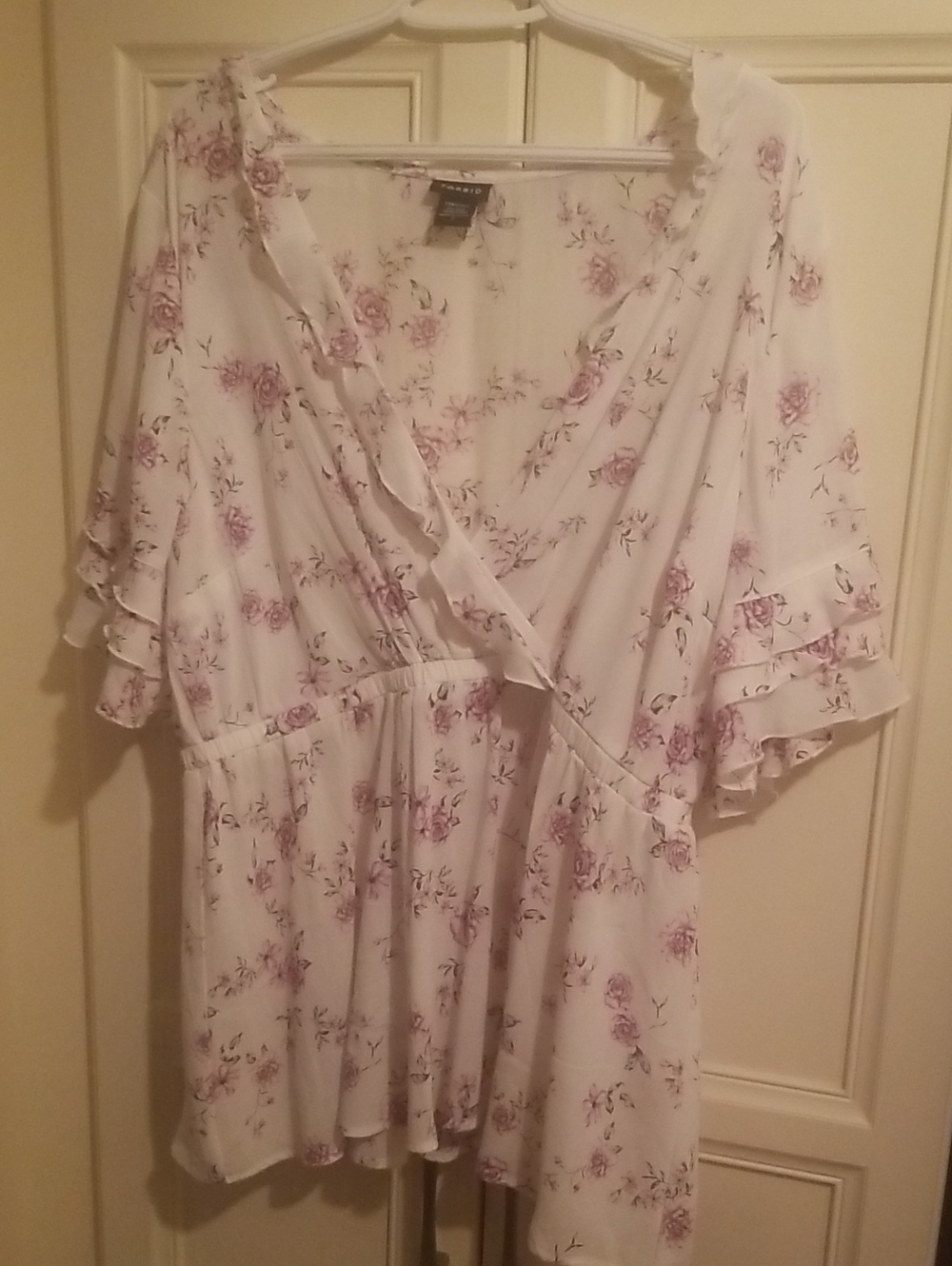 torrid White Floral Ruffle Wrap Blouse 2